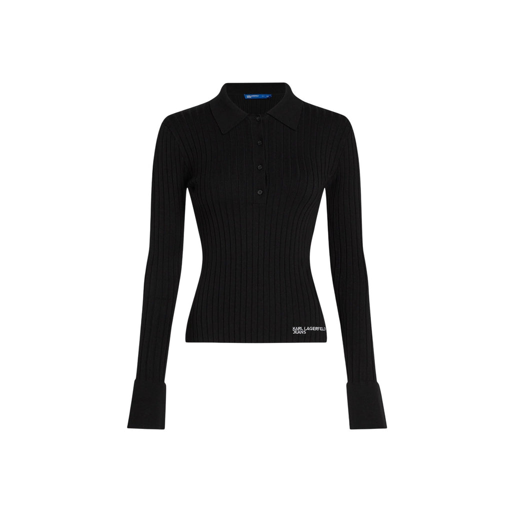 Karl Lagerfeld Jeans — Women’s long-sleeved black polo shirt — view 5