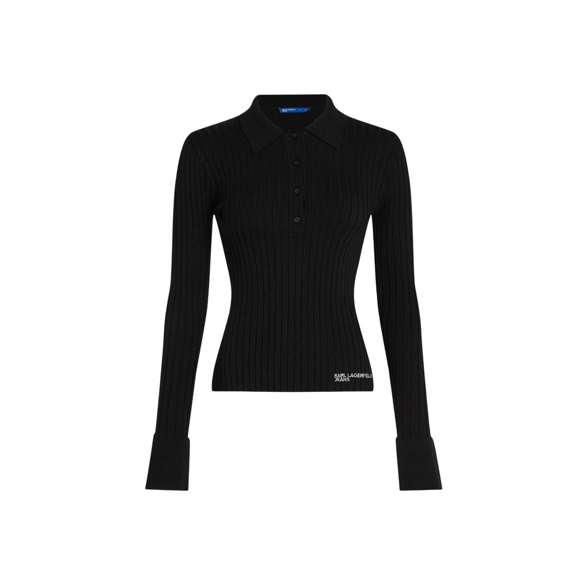 Karl Lagerfeld Jeans — Polo noir manches longues femme — vue 5