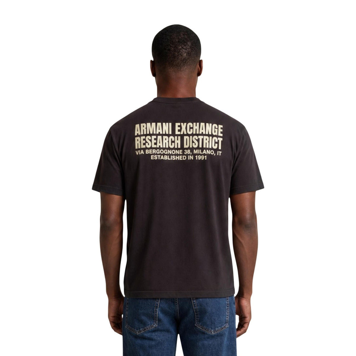 Armani Exchange — Bedrucktes Baumwoll-T-Shirt für Herren in Braun — Ansicht 4