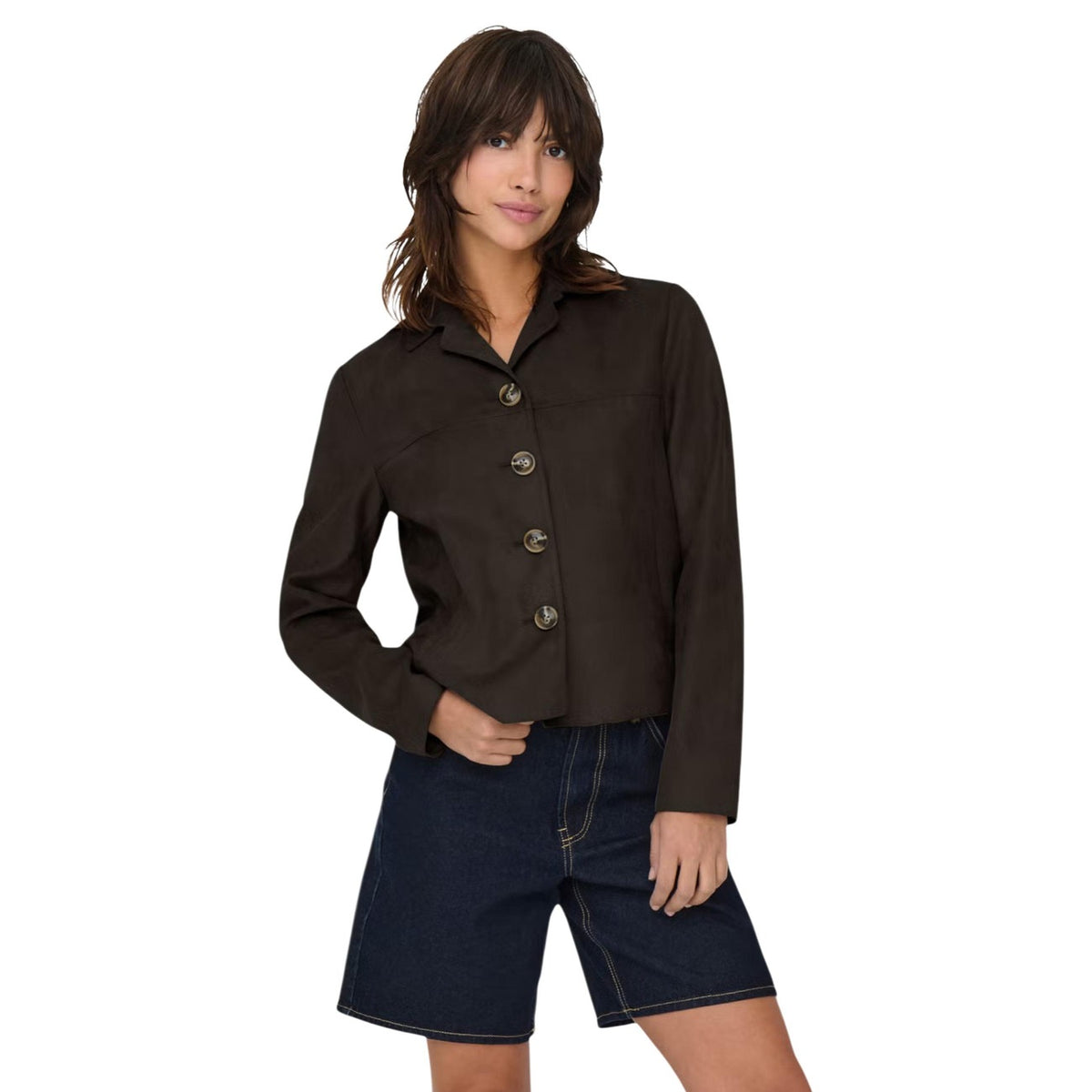 Jacqueline de Yong — Veste Nico effet daim marron femme
