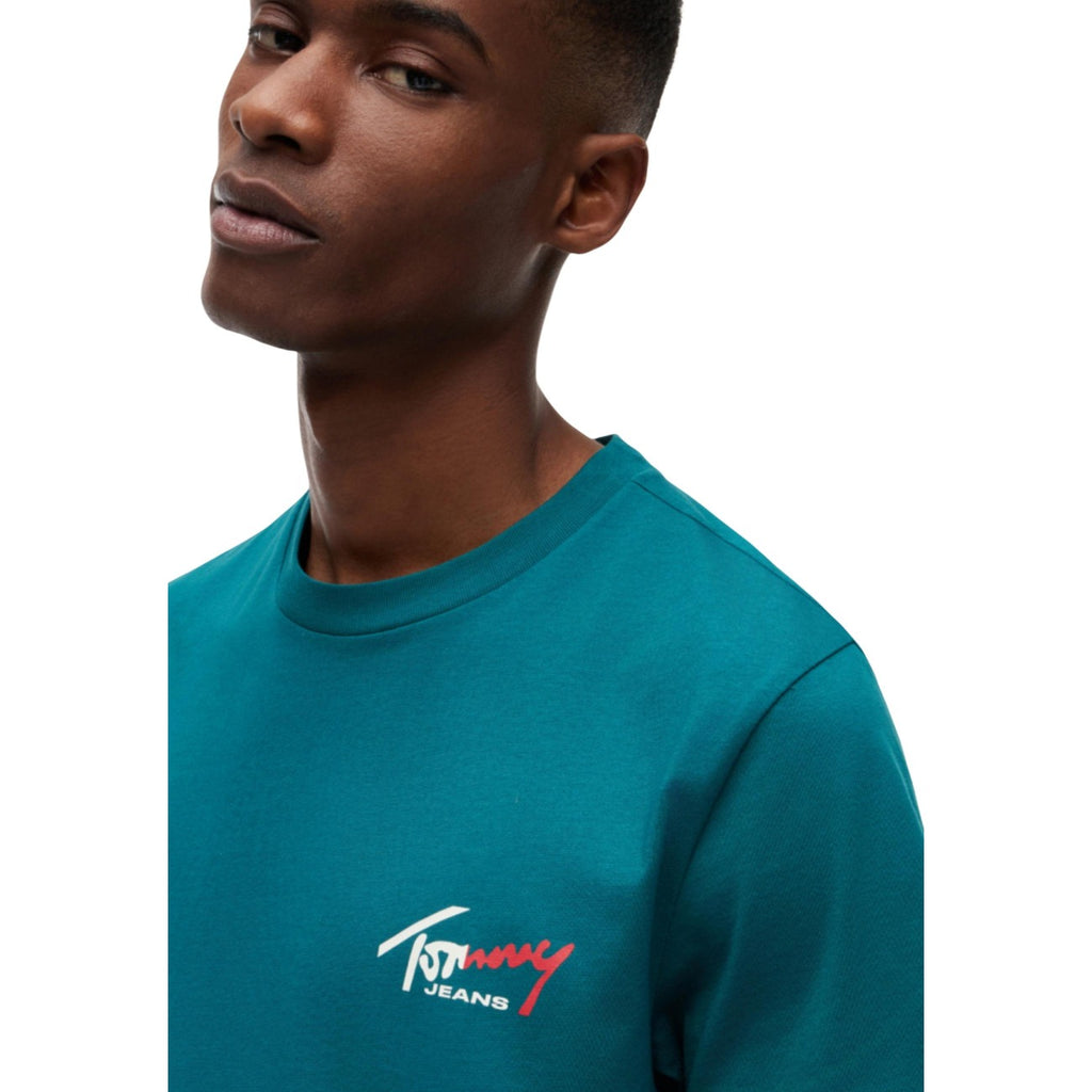 Tommy Jeans — Men’s green round-neck organic cotton T-shirt — view 5
