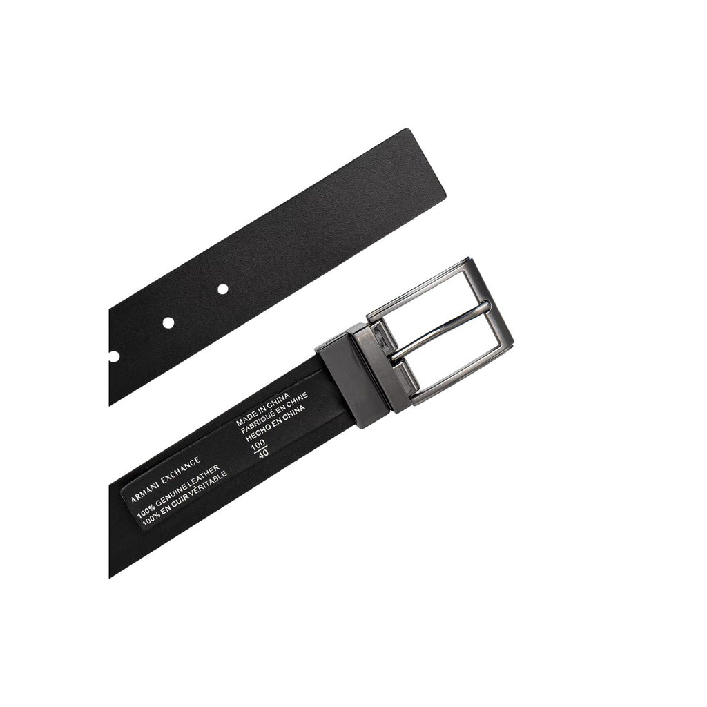 Armani Exchange — Ceinture en cuir noire homme — vue 2