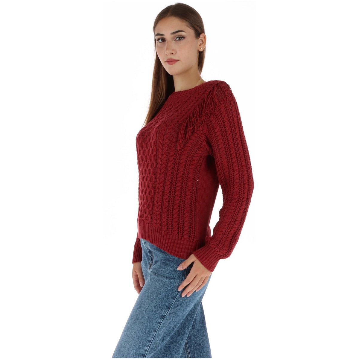 Pepe Jeans — Pull Arlette torsadé rouge femme — vue 2