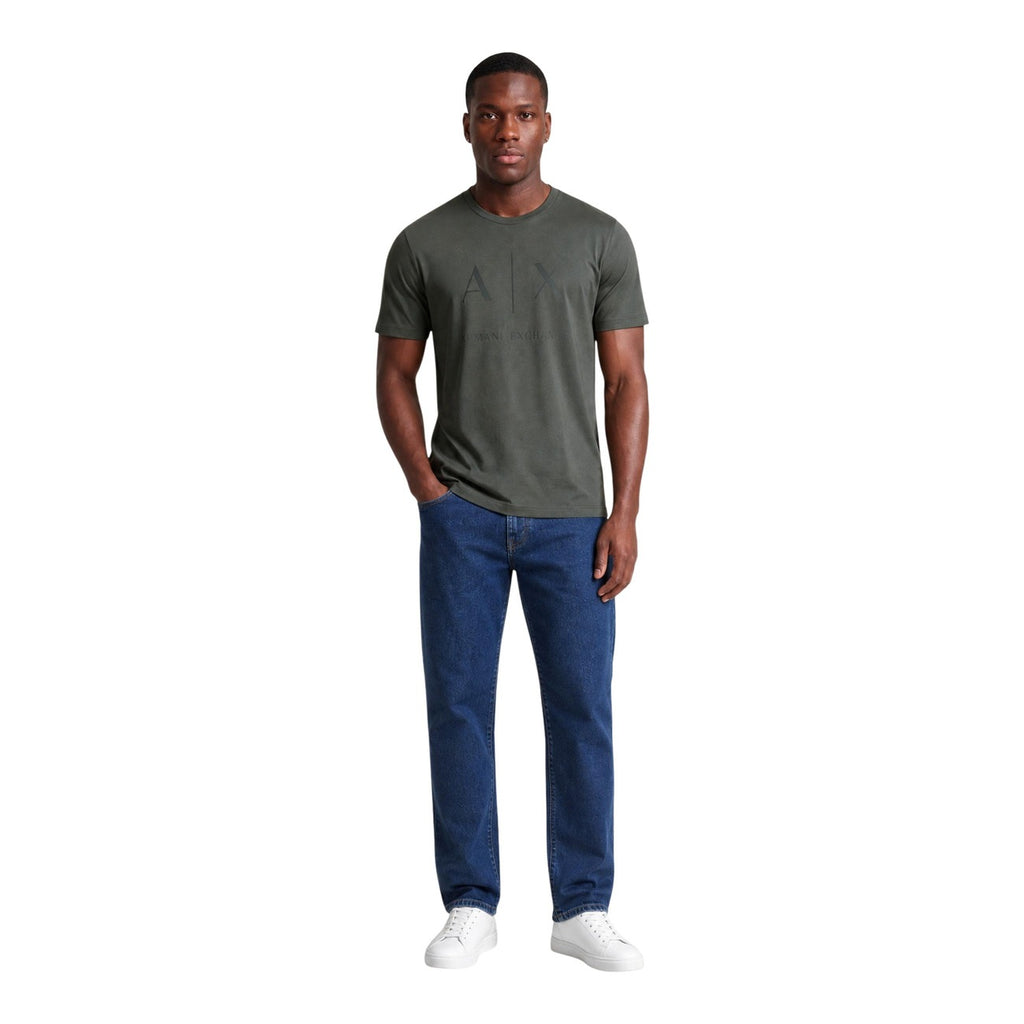 Armani Exchange – Bedrucktes Herren-T-Shirt aus Baumwolle in Grün — Ansicht 2