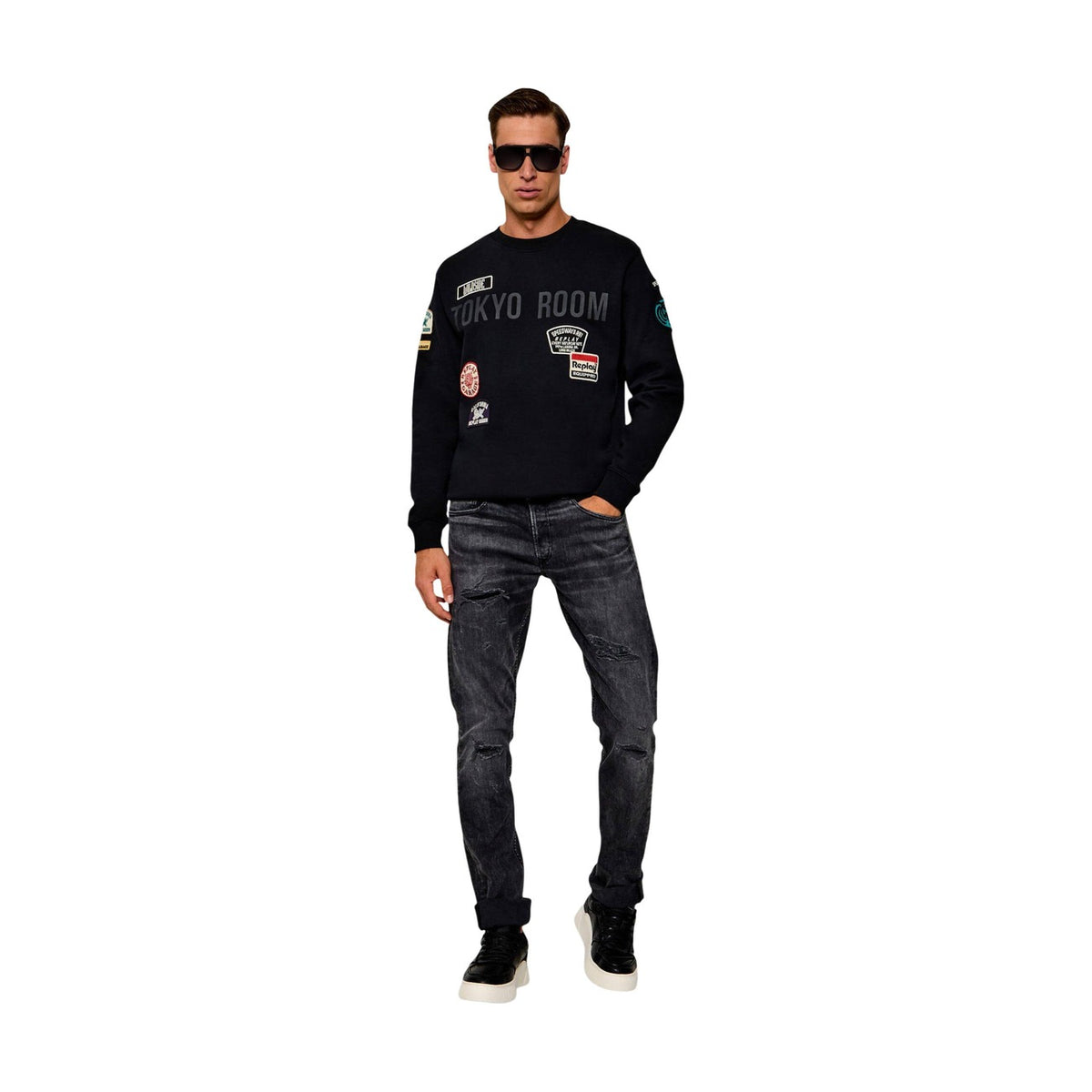 Replay — Sweat Variance Patches noir homme — vue 4