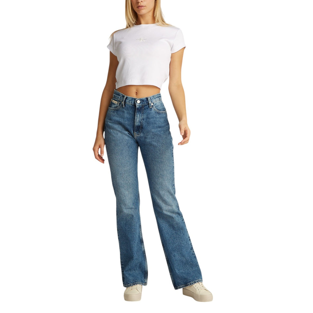 Calvin Klein Jeans — T-shirt blanc stretch 95 % coton femme — vue 4