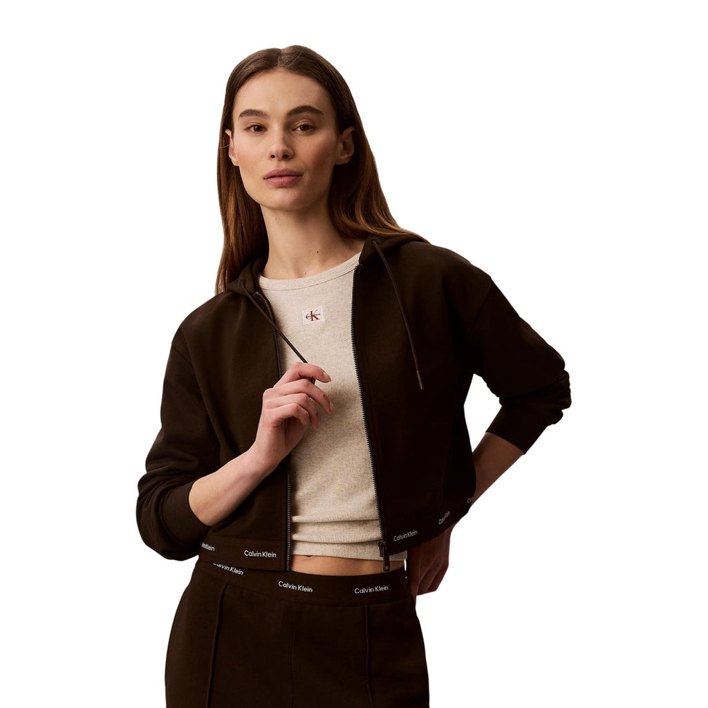 Calvin Klein Jeans – Damen-Kapuzenjacke mit Reißverschluss, braun
