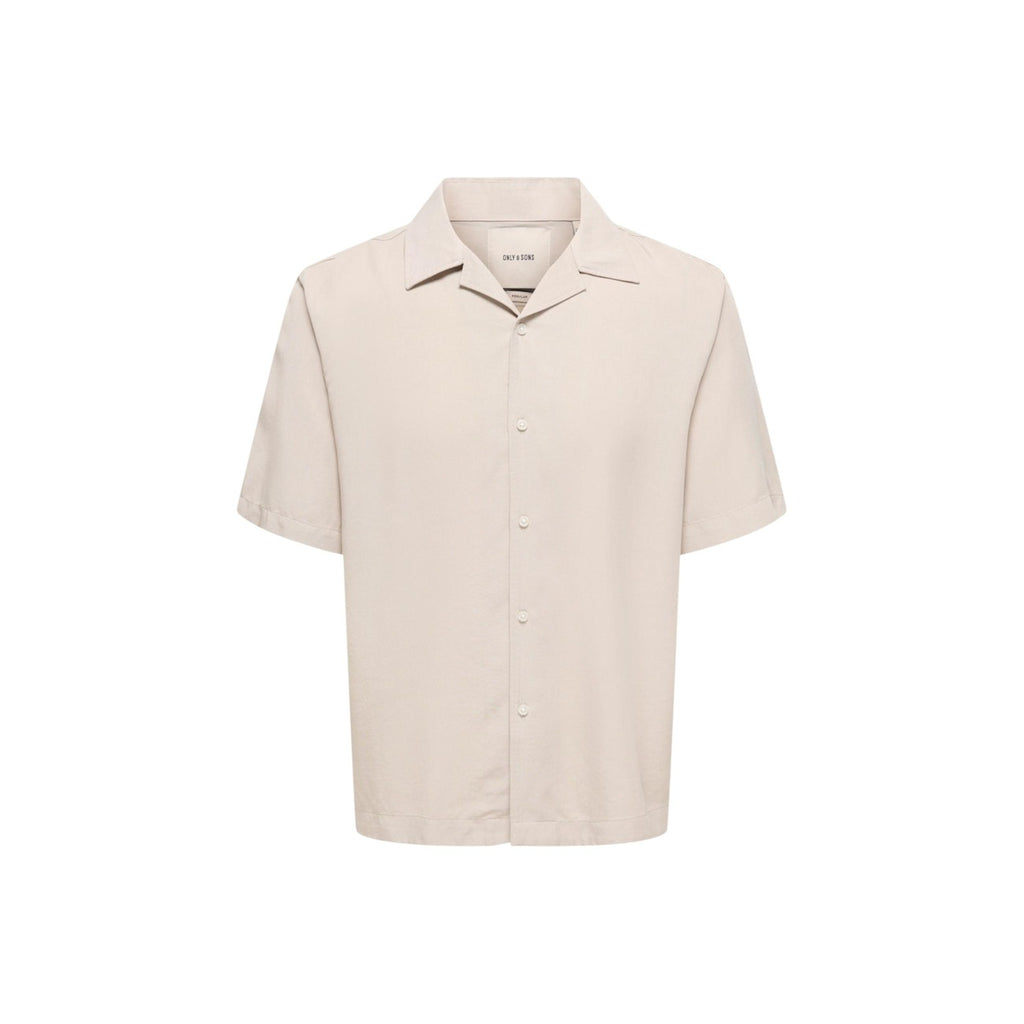 Only & Sons — Herenoverhemd Peru met V-hals en korte mouwen, beige — afbeelding 3