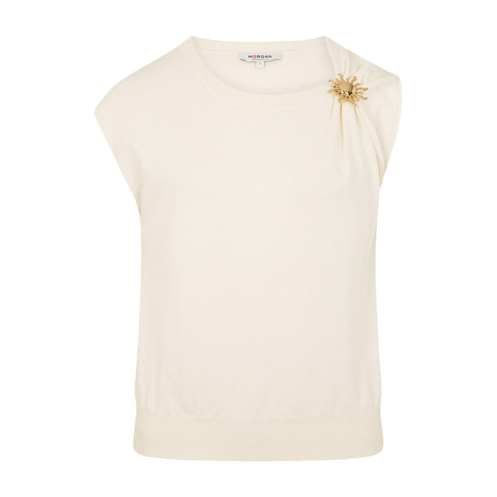 Morgan — Pull col rond beige femme — vue 3