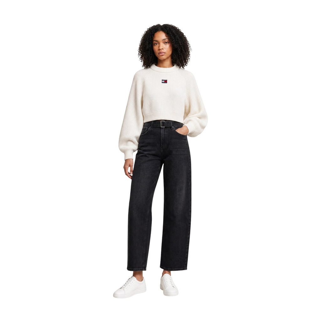 Tommy Jeans — Damen-Strickpullover aus Alpaka-Wollmix in Weiß — Ansicht 3