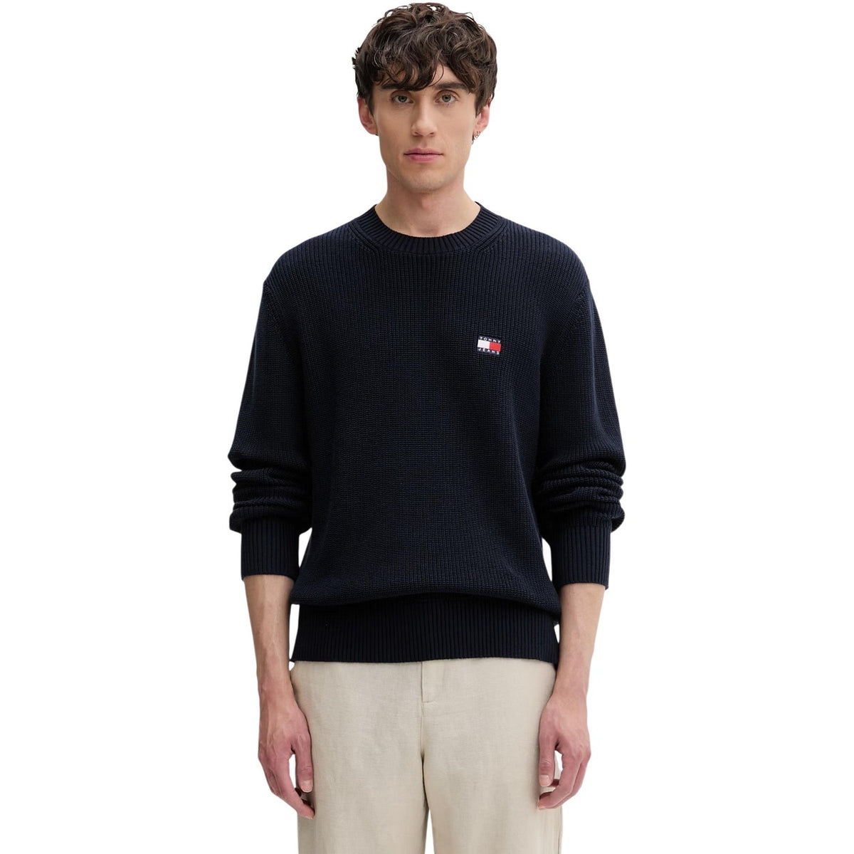 Tommy Jeans — Bio-Baumwollpullover für Herren mit Rundhalsausschnitt in Blau