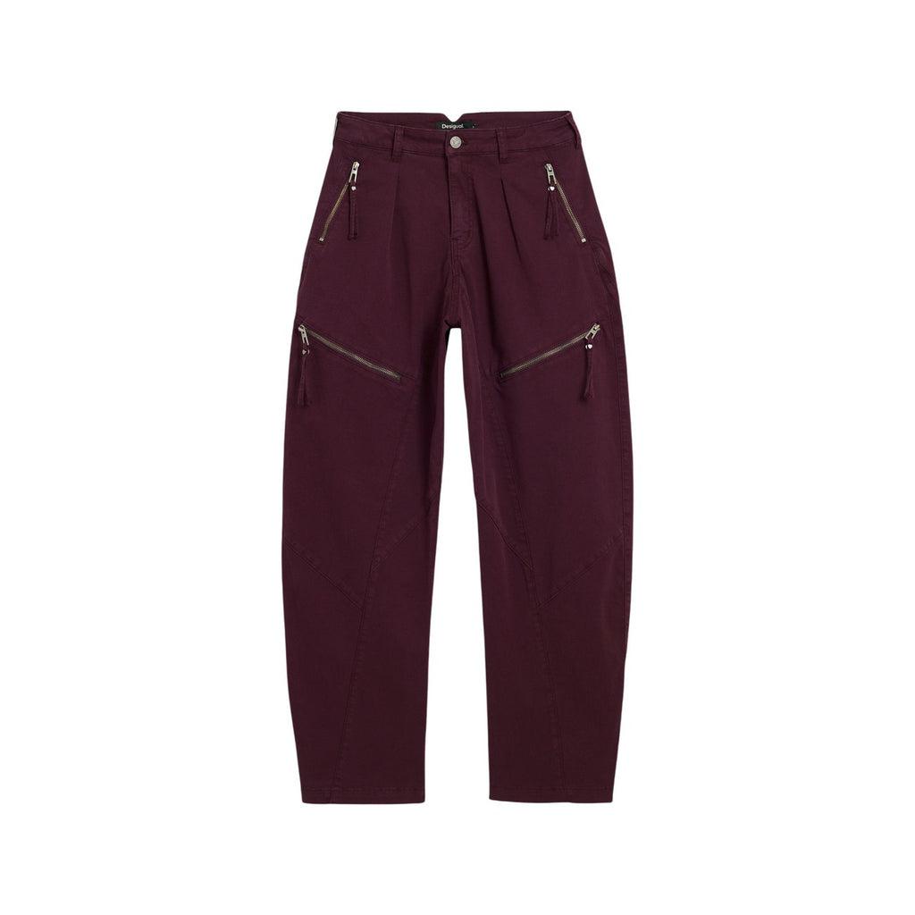Desigual — Bordeauxrode broek met ritsen voor dames — afbeelding 5