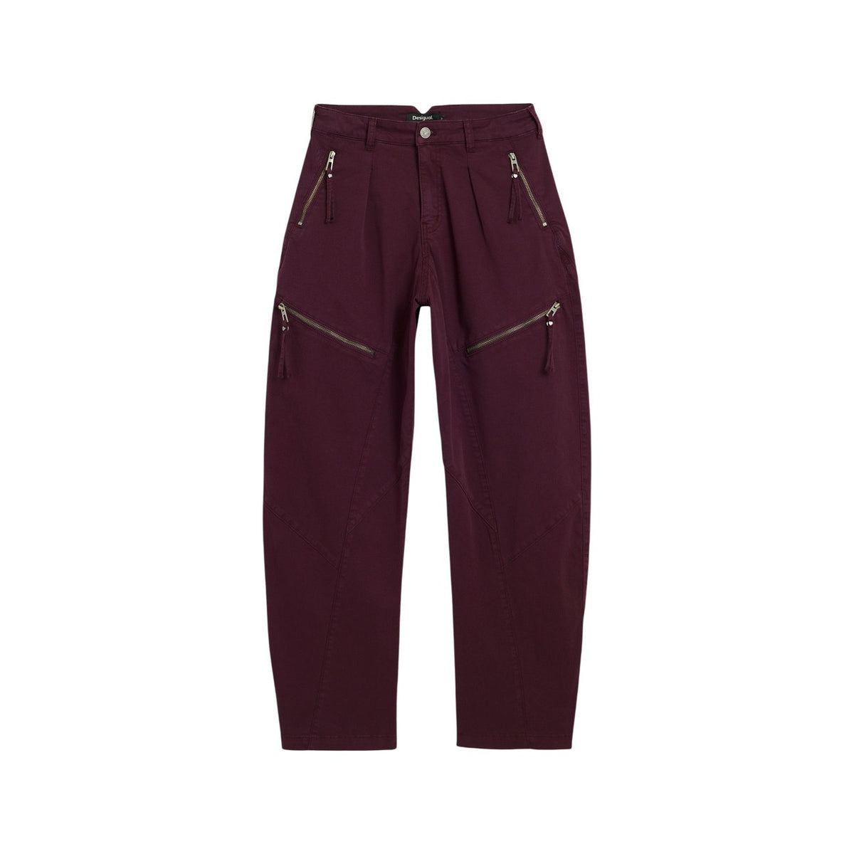 Desigual — Bordeauxrode broek met ritsen voor dames — afbeelding 5