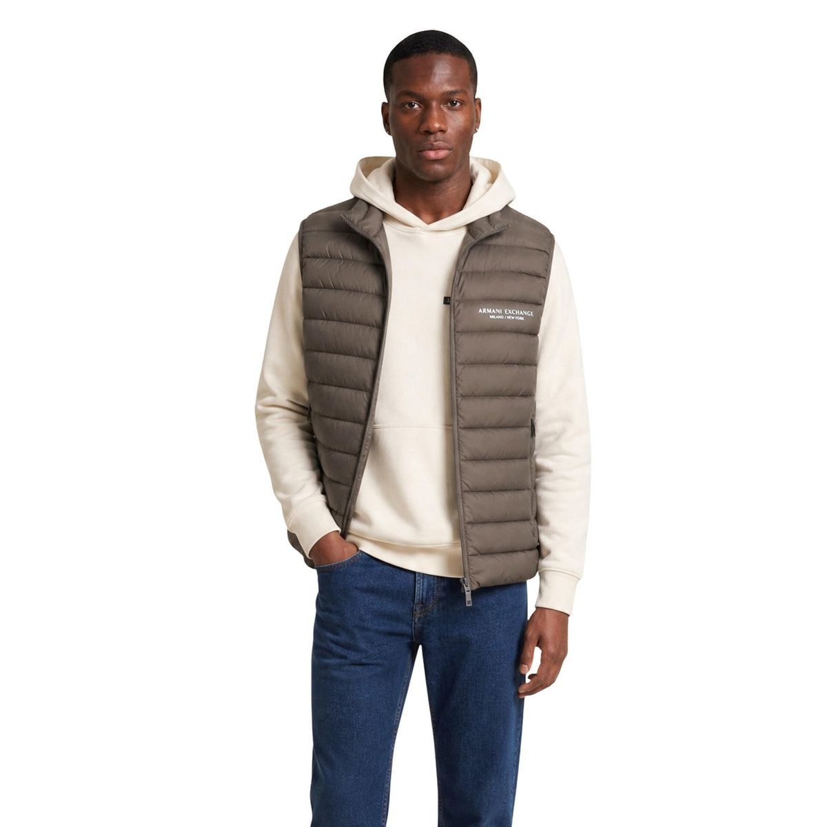 Armani Exchange — Gilet matelassé marron homme
