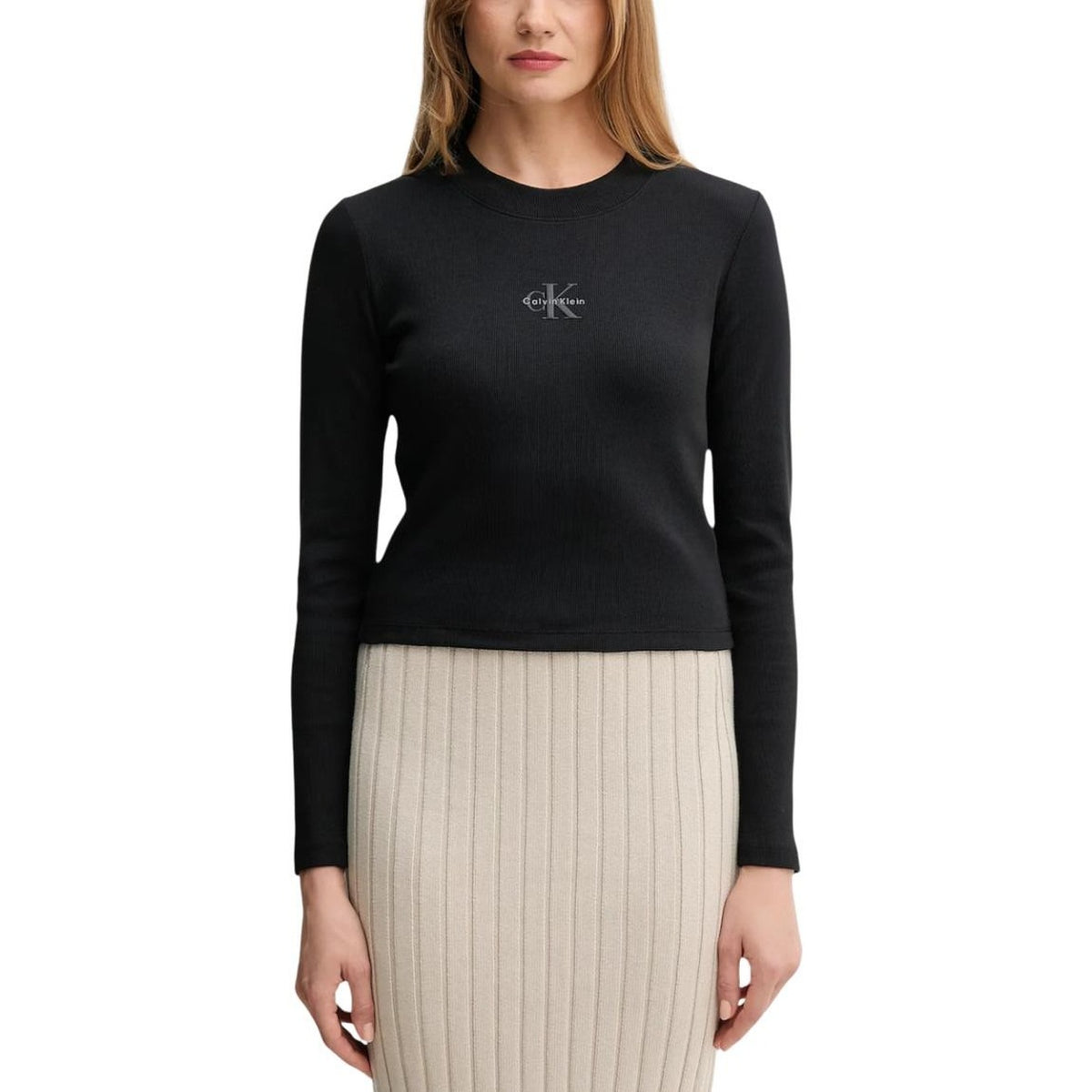 Calvin Klein Jeans — Damesstretch-T-shirt LV047A803G wit — afbeelding 5