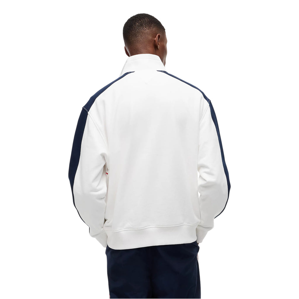 Tommy Jeans — Gestreifter weißer Zip-Hoodie für Herren — Ansicht 4