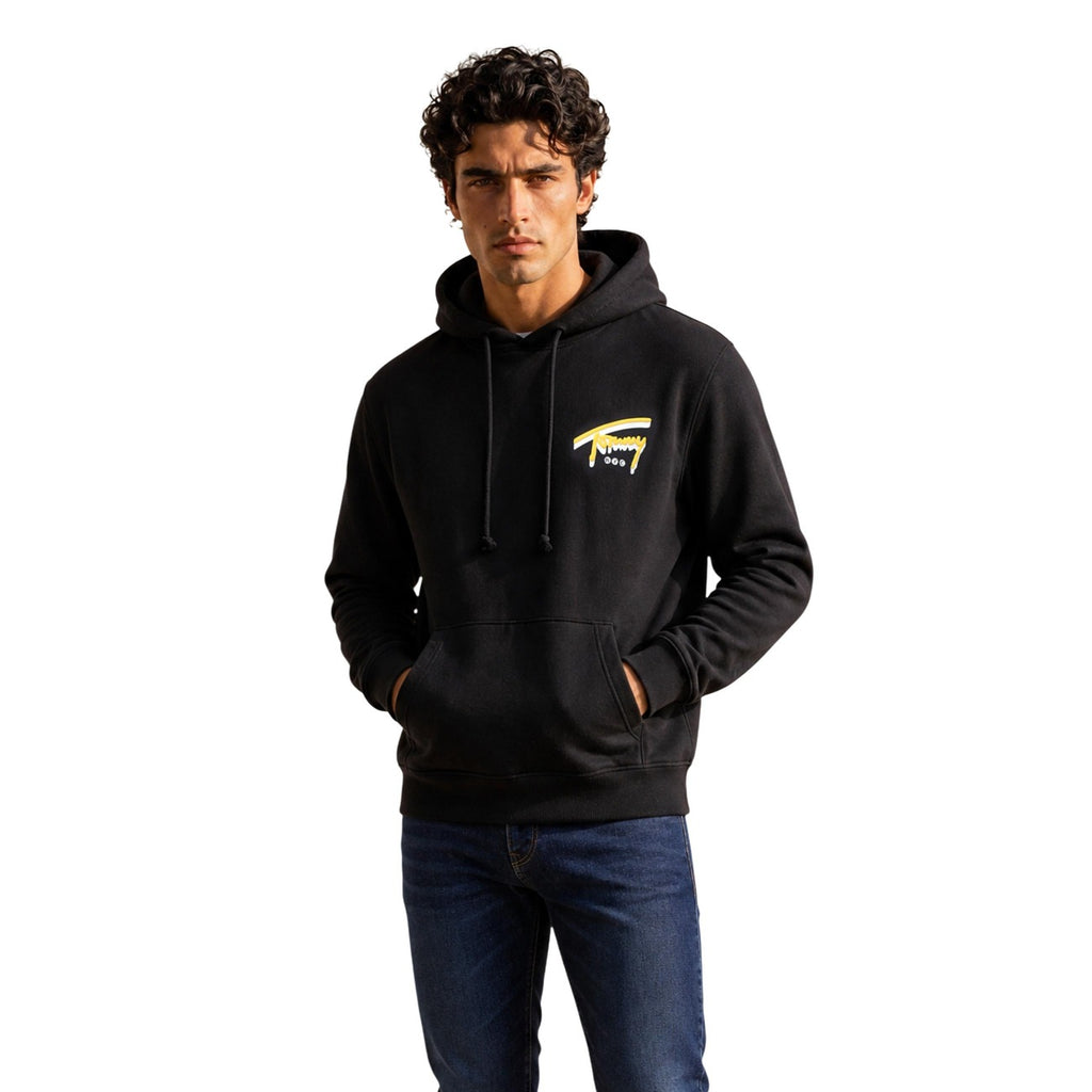Tommy Jeans — Men's black printed hoodie