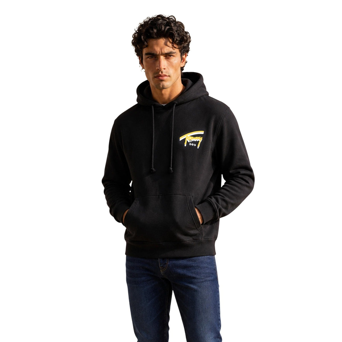 Tommy Jeans — Men's black printed hoodie