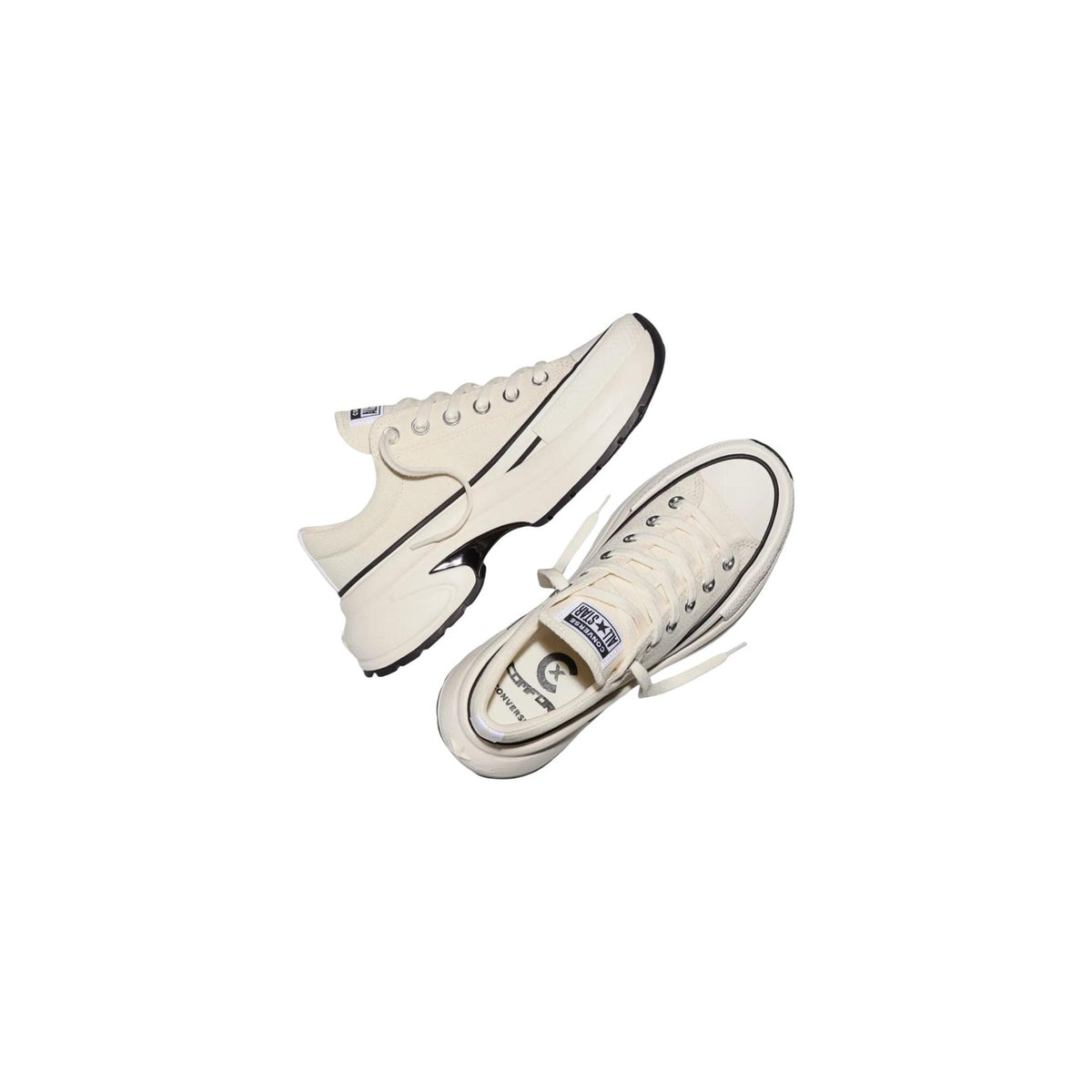 Converse — Baskets réf. RUN STAR CRUSH OX EGRET/EGRET/BLACK blanc femme — vue 3