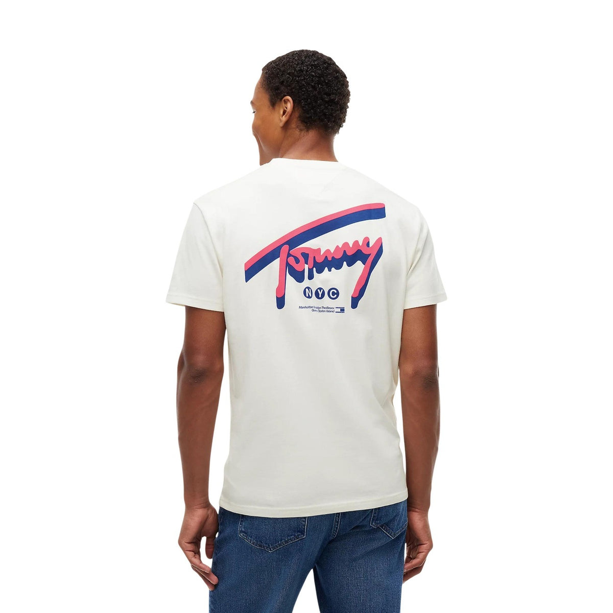 Tommy Jeans — T-shirt blanc à imprimé en coton bio homme — vue 4