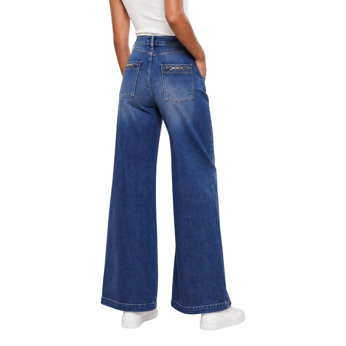 Guess — broek Bellagio Chain Pocke voor dames - kleur blauw — afbeelding 3