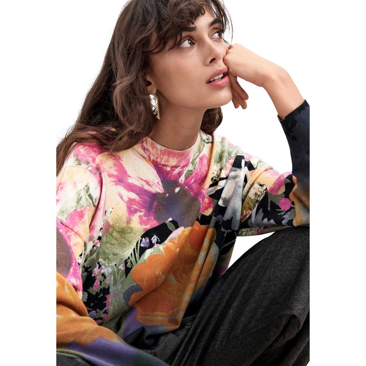 Desigual — Pull Rose Dégradé Lacroix noir femme — vue 3