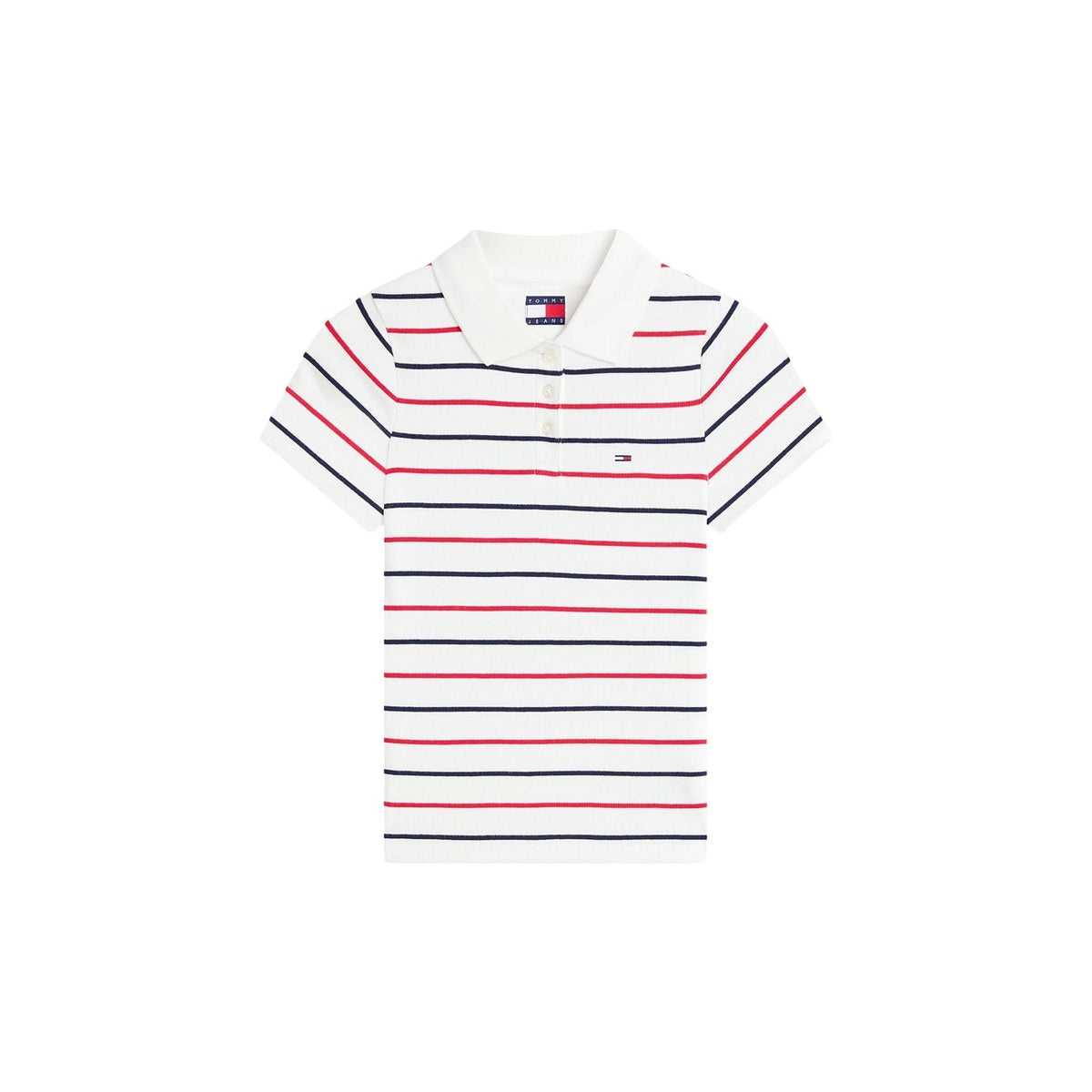 Tommy Jeans — Polo blanc rayé femme — vue 5