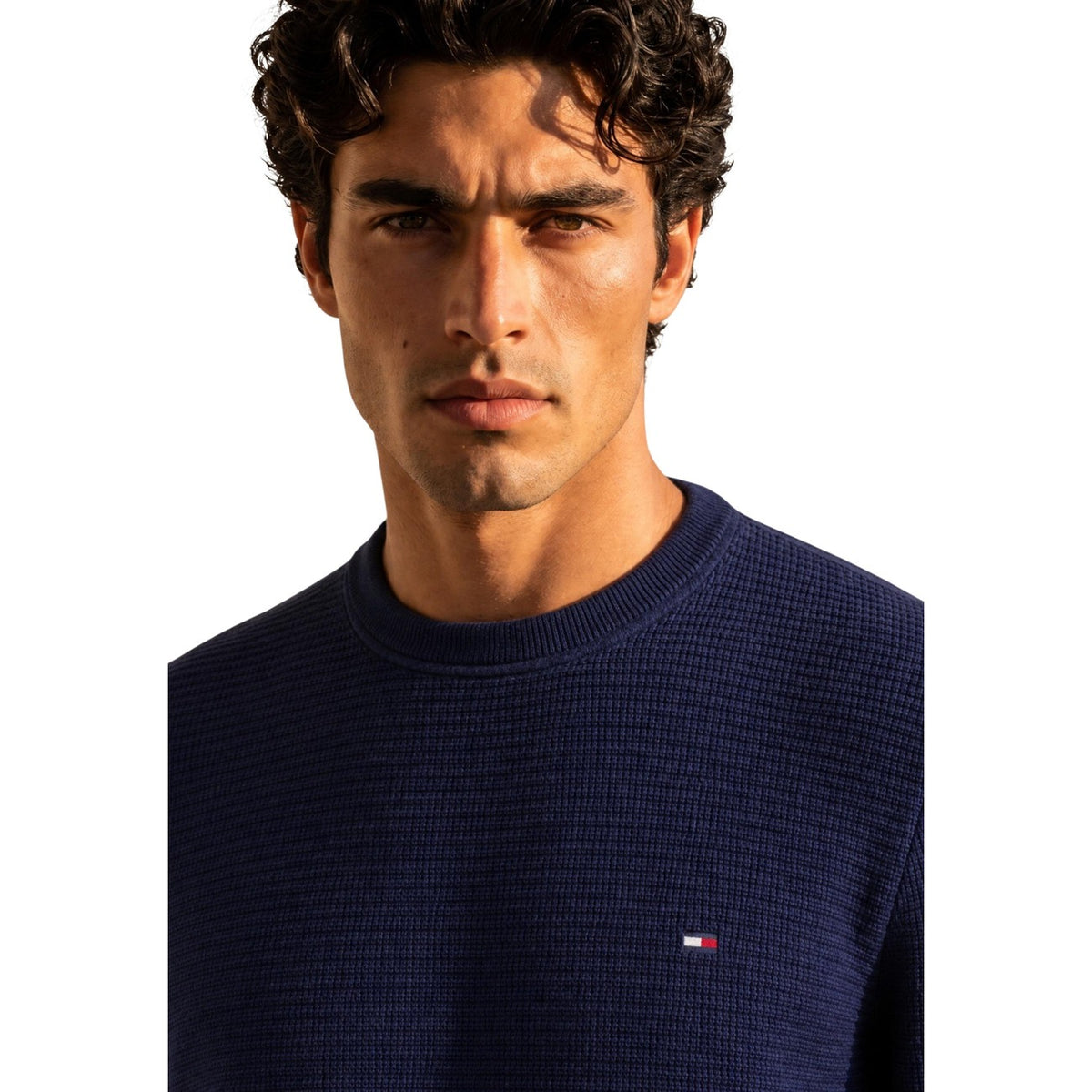 Tommy Hilfiger — Heren trui met ronde hals van katoen en kasjmier blauw — afbeelding 4