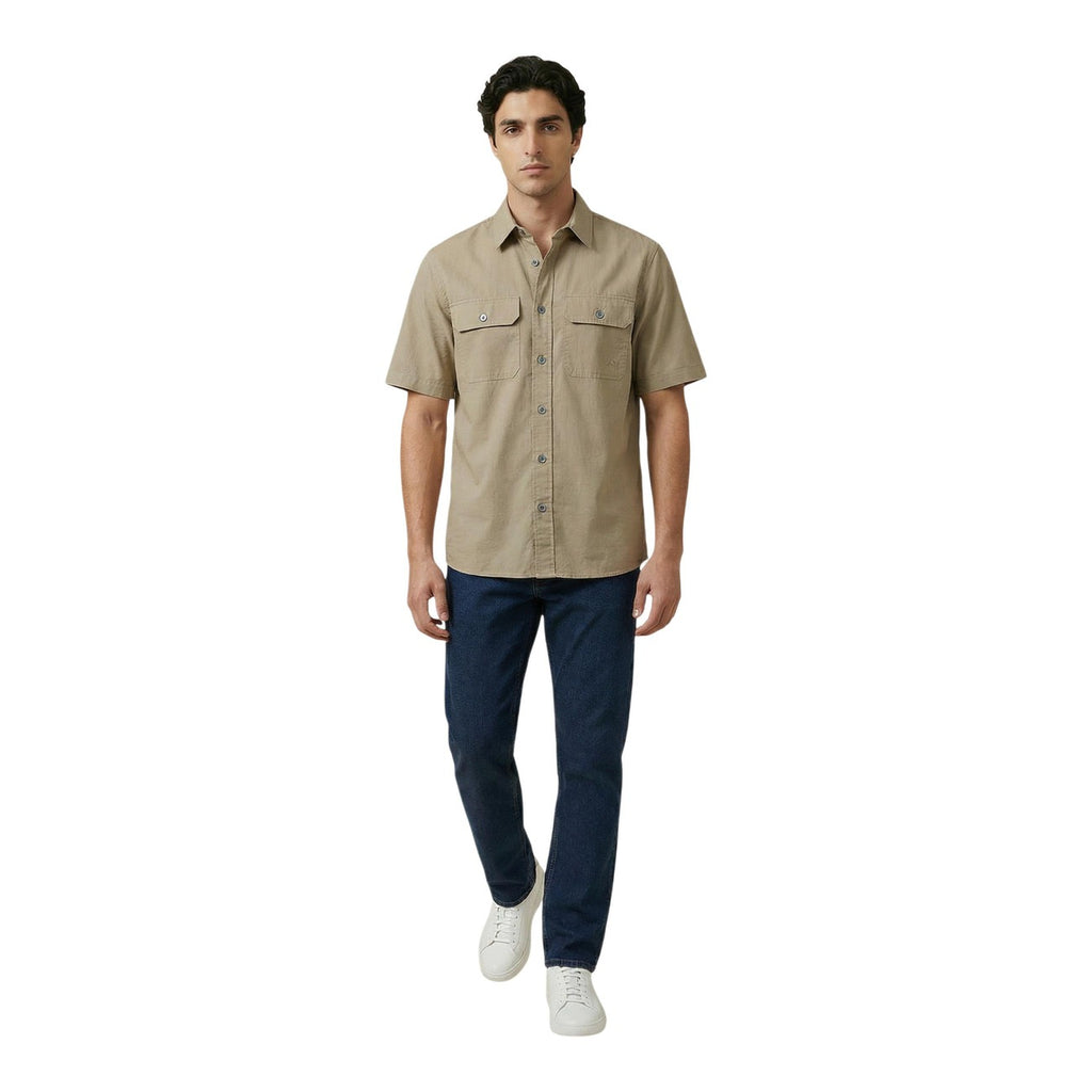 Armani Exchange — Chemise en coton beige homme — vue 4
