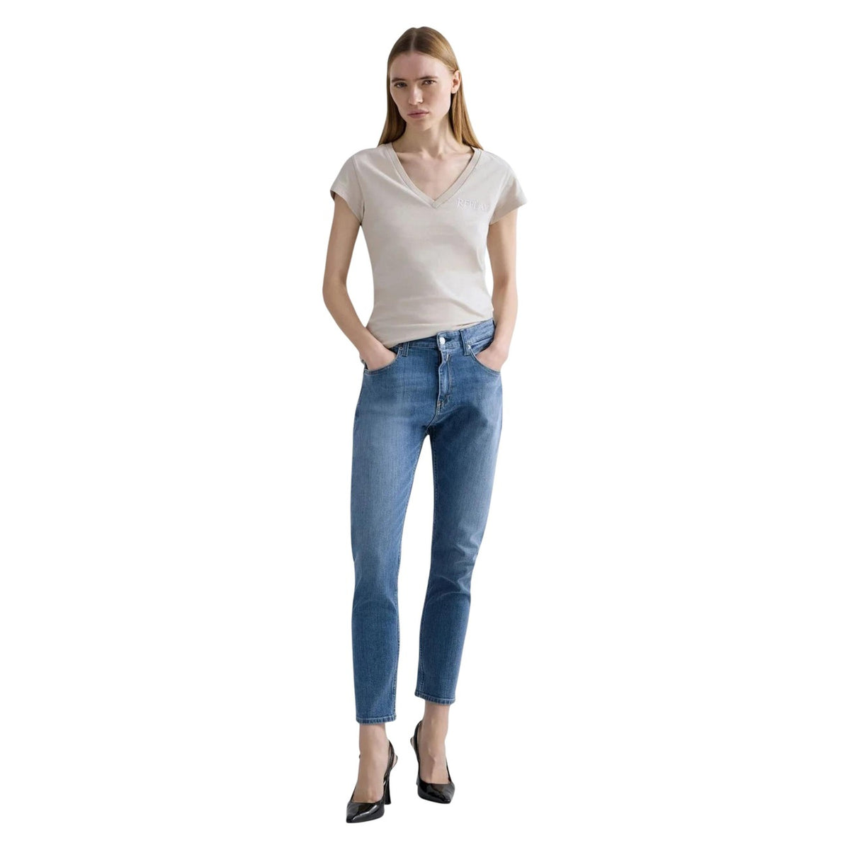 Replay — Jean Slim Boyfit bleu femme — vue 5