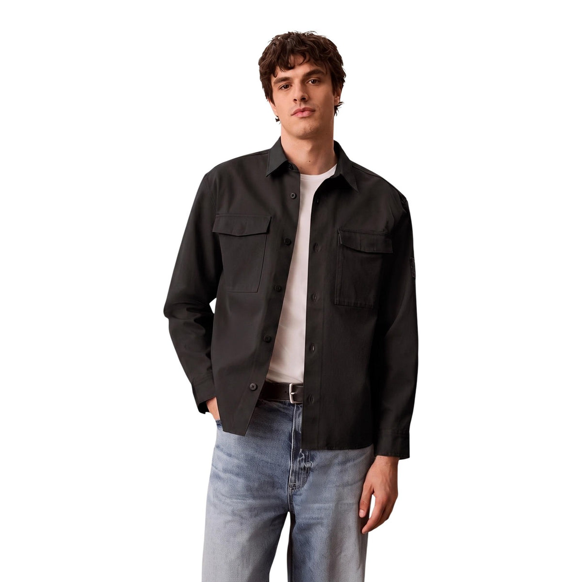 Calvin Klein Jeans — Zwart katoenen herenoverhemd