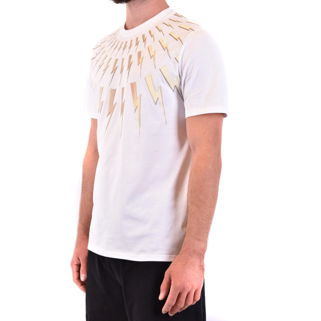Neil Barrett — T-shirt imprimé blanc en coton homme — vue 3