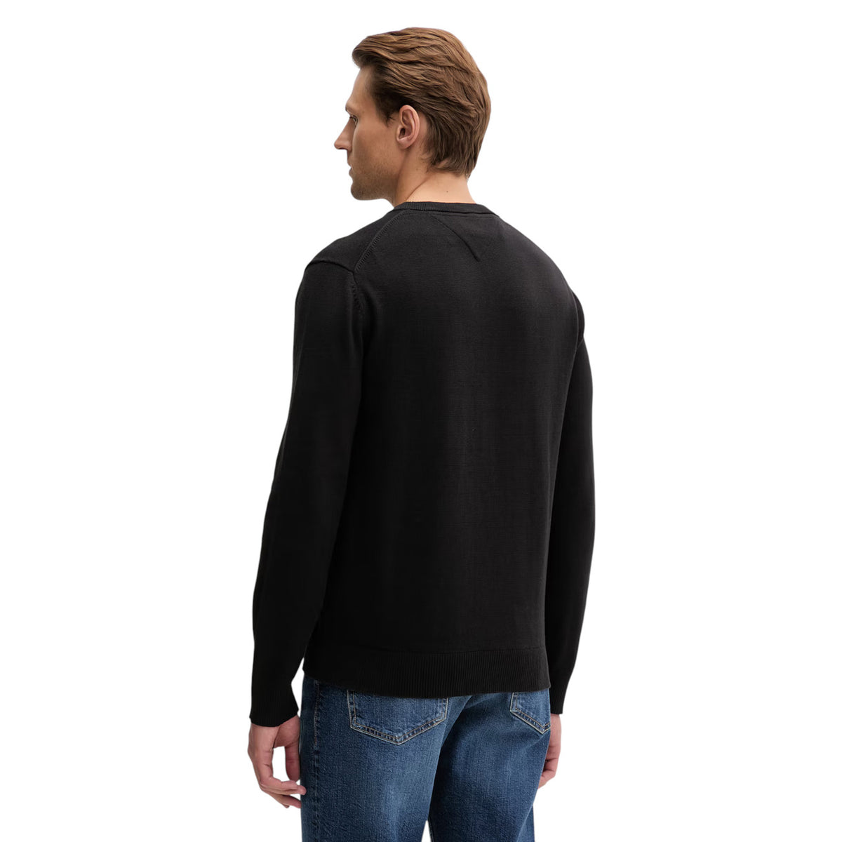 Tommy Jeans — Schwarzer Pullover mit klassischem Kragen aus Bio-Baumwolle für Herren — Ansicht 3