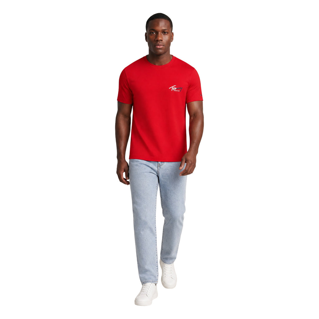 Tommy Jeans — Men’s red organic cotton t-shirt — view 5
