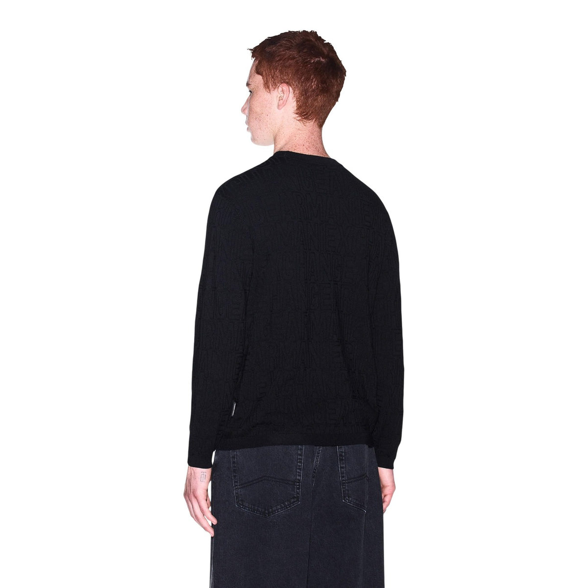 Armani Exchange — Pull en viscose mélangée noir homme — vue 4