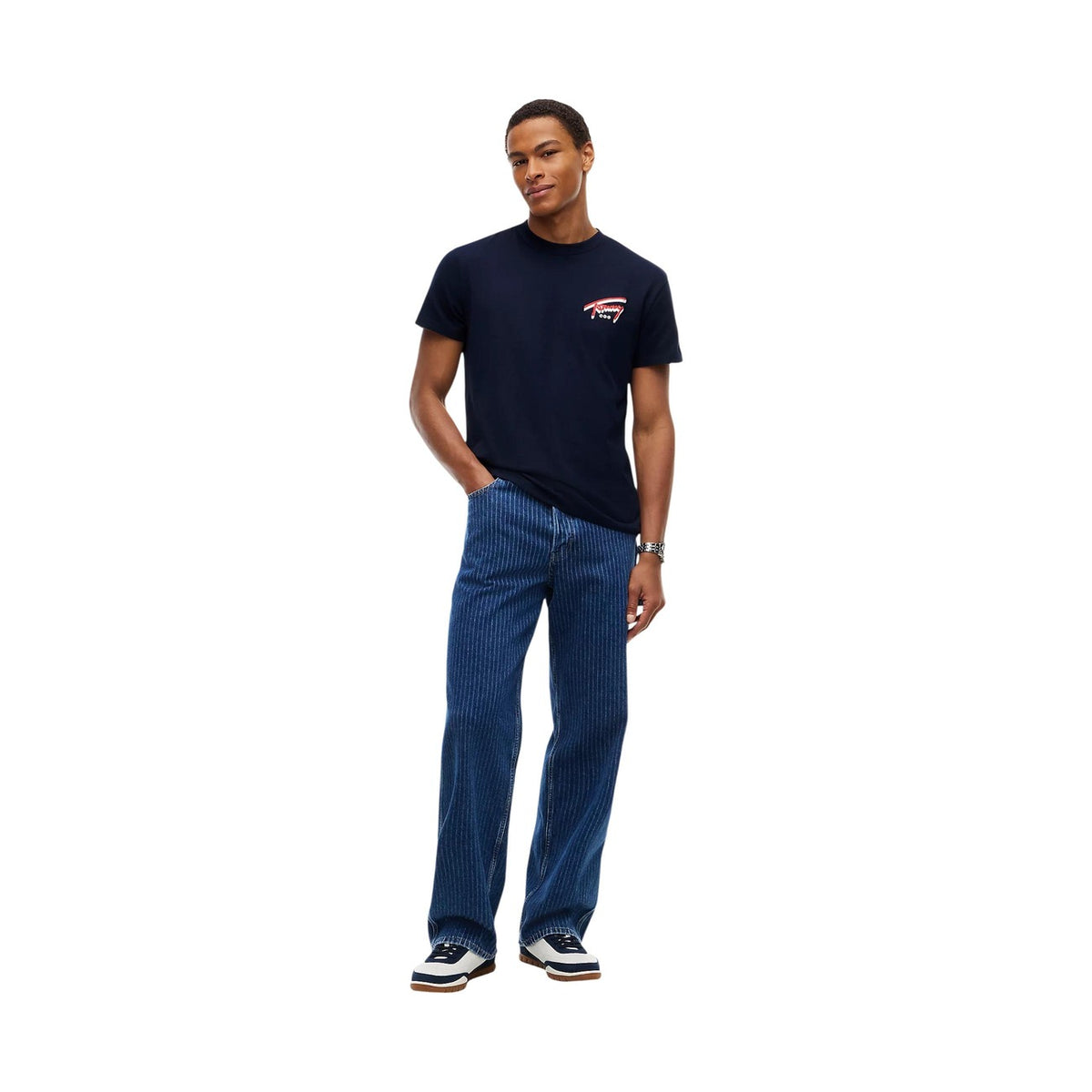 Tommy Jeans — Men's blue organic cotton t-shirt — view 2