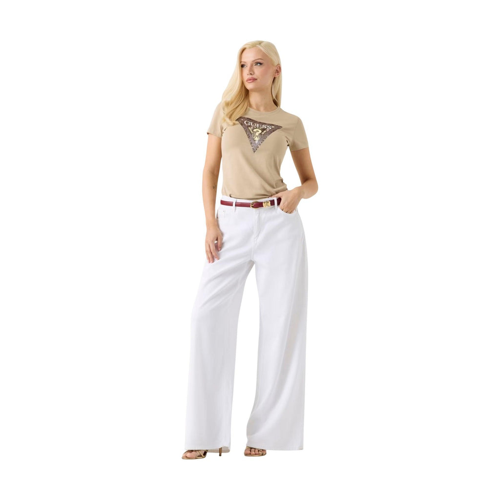 Guess — T-shirt Snake Triangle femme - coloris beige — vue 2