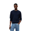 Tommy Jeans — Pull bleu col classique en coton bio homme