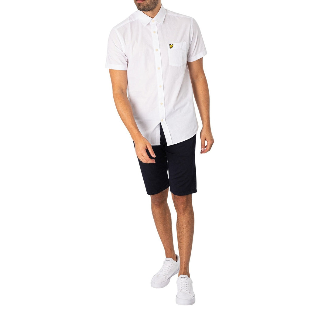Lyle & Scott — Bermuda bleu en coton stretch homme — vue 4