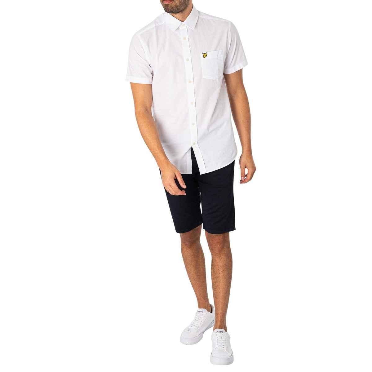 Lyle & Scott — Bermuda bleu en coton stretch homme — vue 4