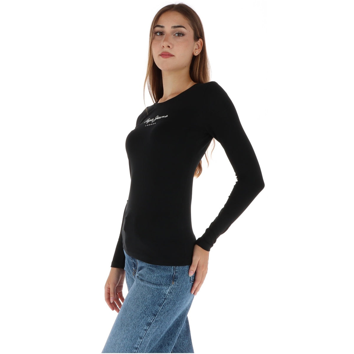 Pepe Jeans — T-shirt slim manches longues noir femme — vue 2