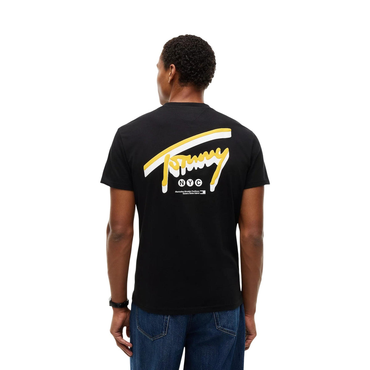 Tommy Jeans — Zwart T-shirt van biokatoen met print voor heren — afbeelding 4