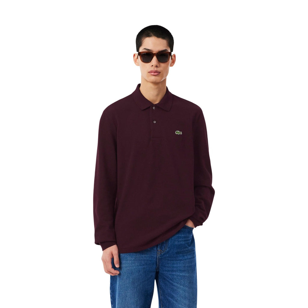 Lacoste — Men's long-sleeved burgundy L.12.12 polo shirt