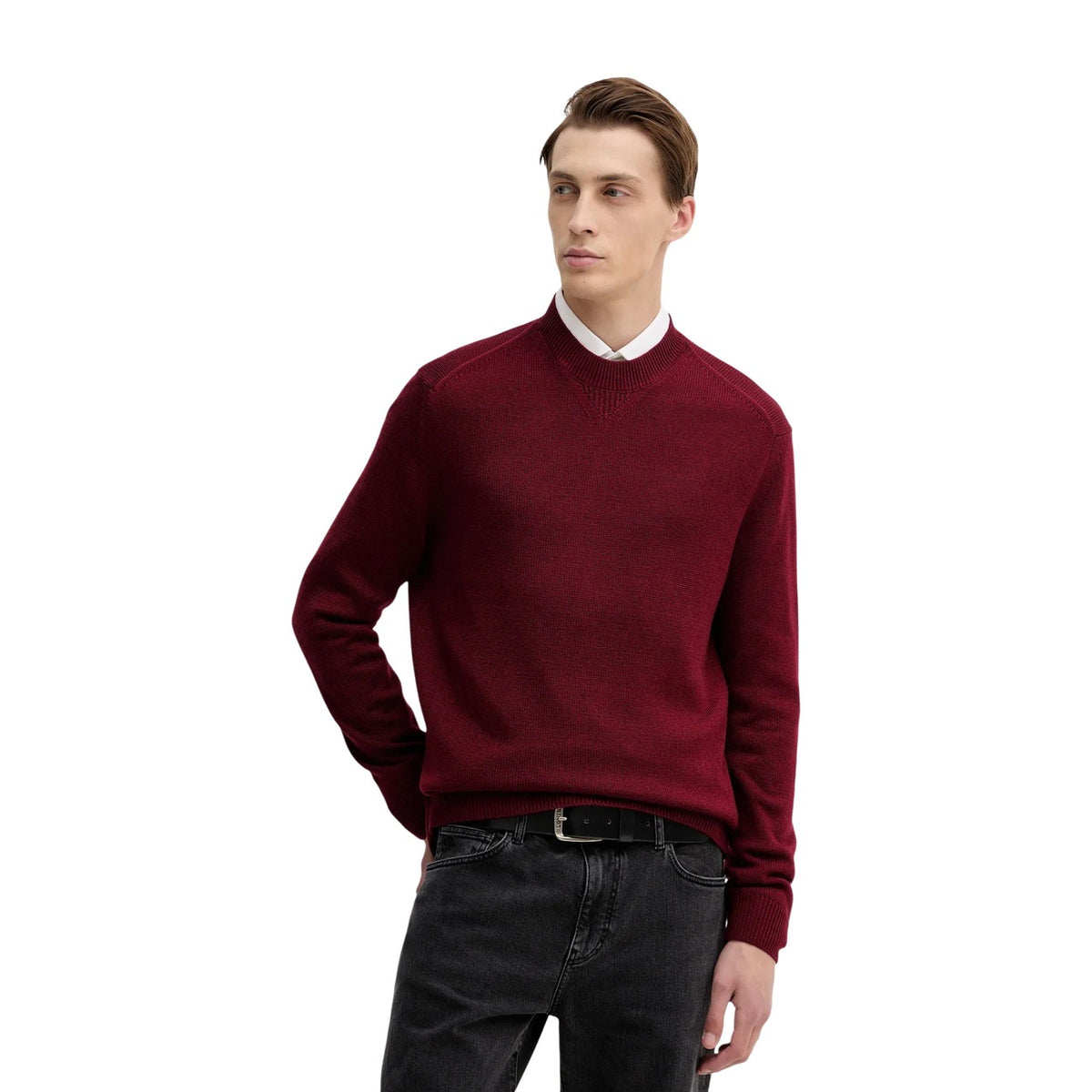 Armani Exchange — Bordeaux wollen trui met katoen voor heren