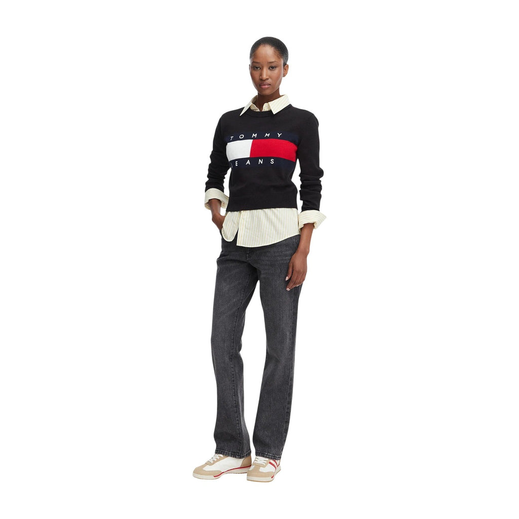 Tommy Jeans — Pull noir en coton bio femme — vue 3
