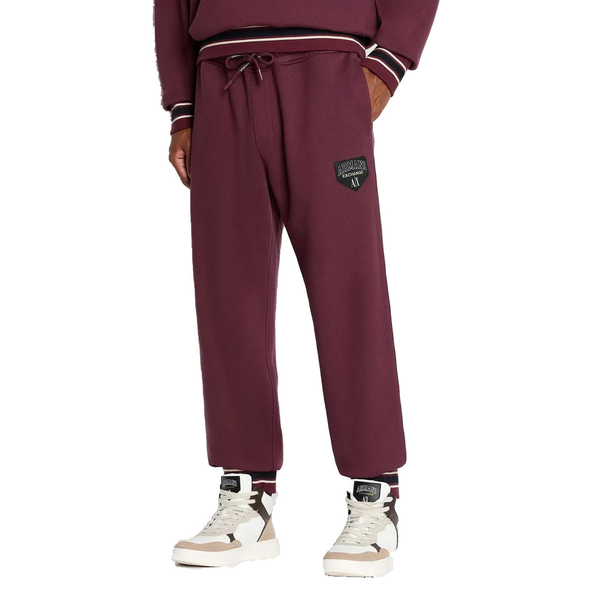 Armani Exchange — Pantalon en coton bordeaux homme — vue 2