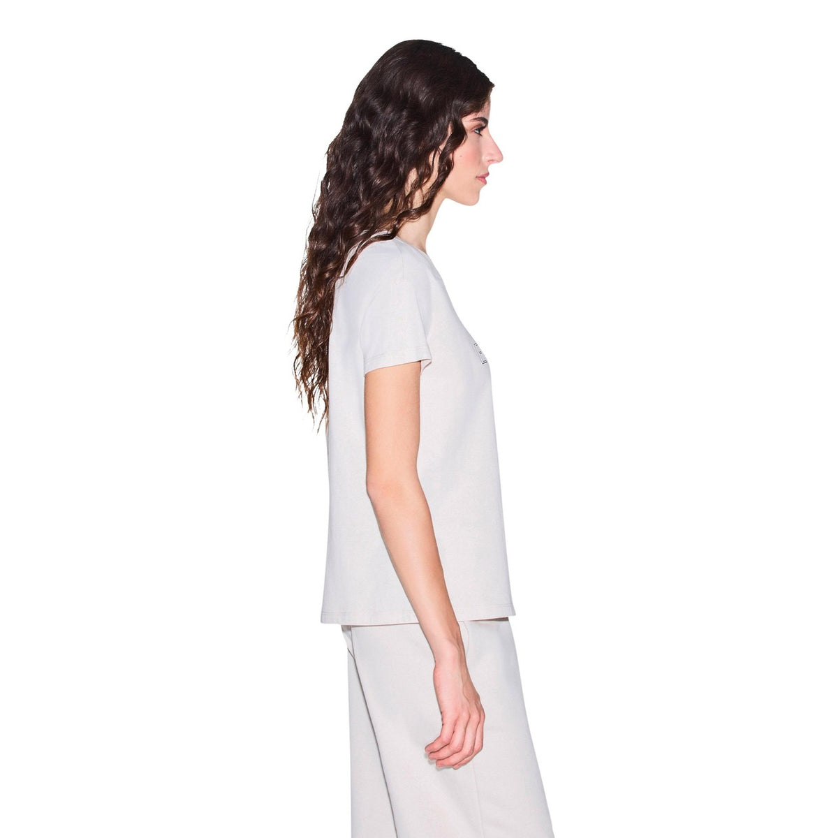 Armani Exchange — T-shirt imprimé beige en coton femme — vue 3