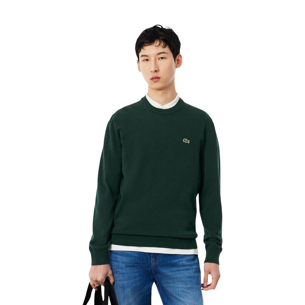 Lacoste — Men's AH3225 green wool blend sweater