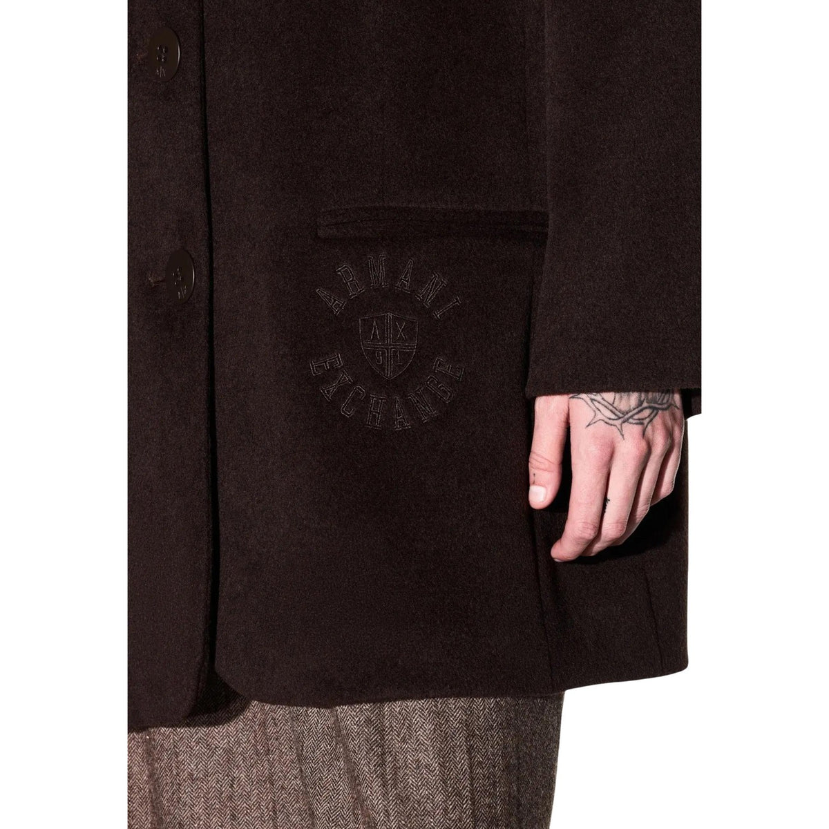 Armani Exchange — Veste en laine mélangée marron femme — vue 3