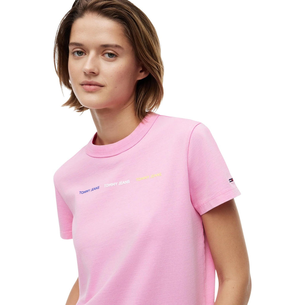 Tommy Jeans — T-shirt rose en coton bio femme — vue 2